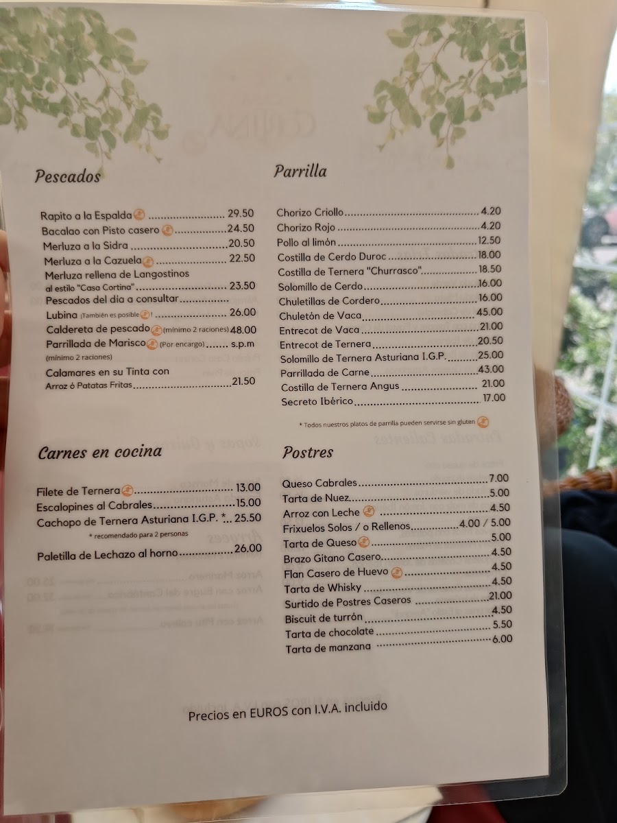 Menu Sidrería Restaurante Casa Cortina-10