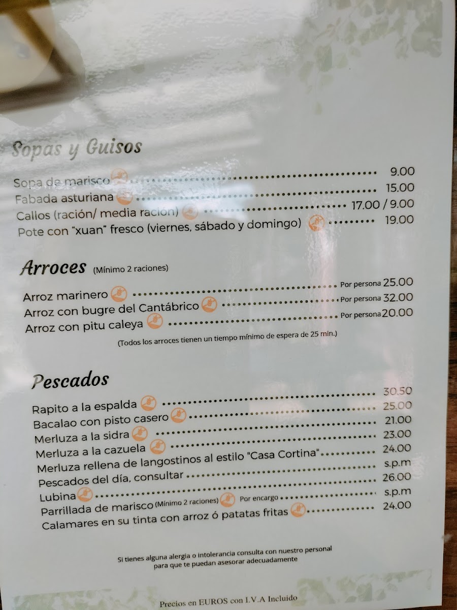 Menu Sidrería Restaurante Casa Cortina-3